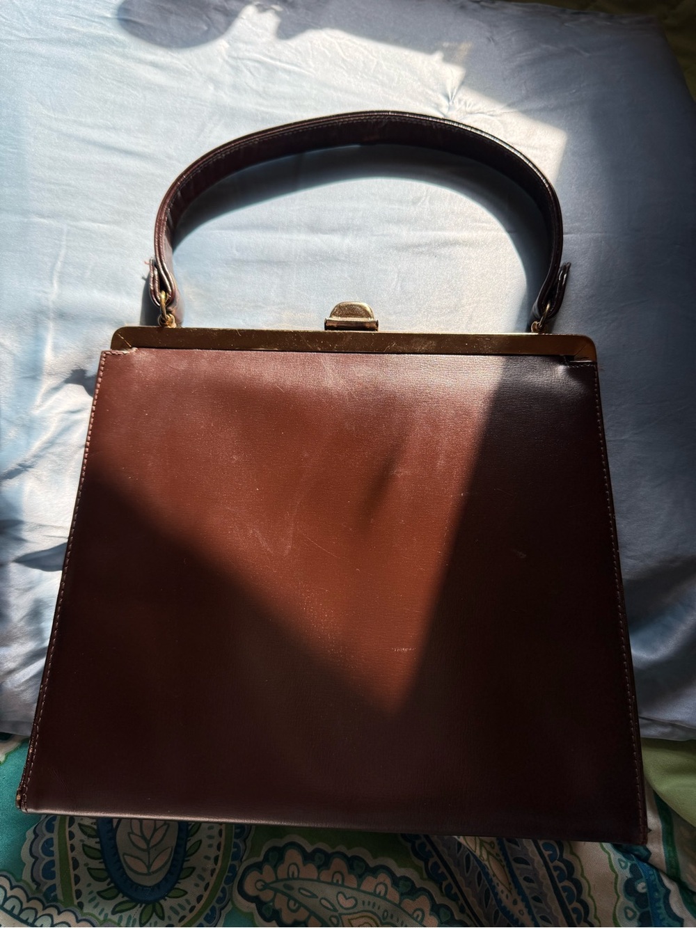 Classic Structured Vintage Women's Top-handle Bag in Dark Brown - Picture 3 of 7